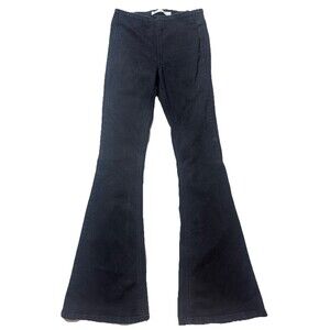 Anthropology Ella Moss Pull On Flare Jeans Black Size 25 Stretch Hippie Boho